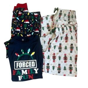 Holiday Time Pajama Bundle One Set & 2 Soldier Boy Bottoms XL Christmas Pics